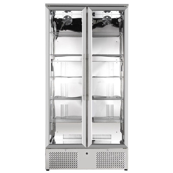 Combisteel Barkoeler RVS | 458L | 2 Glasdeuren | +2°C/+10°C | Geventileerd | 900x515x1820(h)mm | 7455.1360