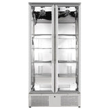 Combisteel Barkoeler RVS | 458L | 2 Glasdeuren | +2°C/+10°C | Geventileerd | 900x515x1820(h)mm | 7455.1360