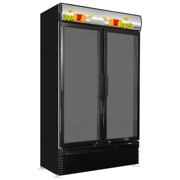 Combisteel Glasdeur Koelkast Zwart | 780L | 2 Deuren | +2°C/+10°C | Geforceerd | 1120x595x2100(h)mm | 7455.1394