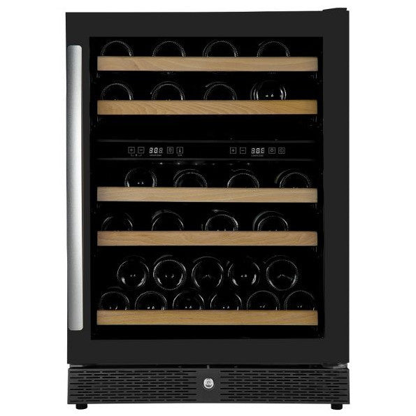 Combisteel wijnkoelkast dual zone 165L Glasdeur | 43-44 flessen | Zwart | +4°C/+20°C | Statisch met ventilator | 595x655x860(h)mm | 7455.1905