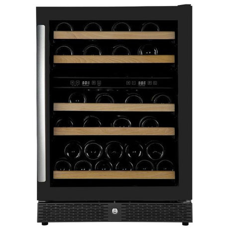Combisteel wijnkoelkast dual zone 165L Glasdeur | 43-44 flessen | Zwart | +4°C/+20°C | Statisch met ventilator | 595x655x860(h)mm | 7455.1905