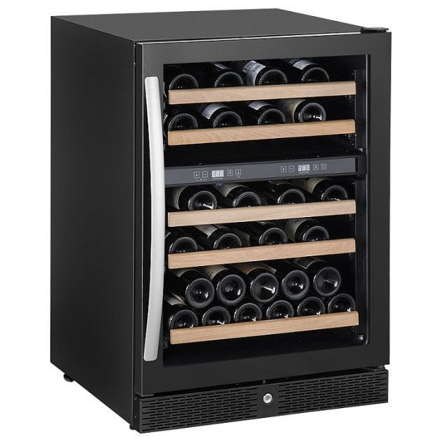 Combisteel wijnkoelkast dual zone 165L Glasdeur | 43-44 flessen | Zwart | +4°C/+20°C | Statisch met ventilator | 595x655x860(h)mm | 7455.1905