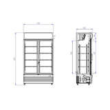 Combisteel Glasdeur Koelkast Zwart | 670L | 2 Glasdeuren | +1°C/+10°C | Geforceerd | 1120x610x1973(h)mm | 7455.2105