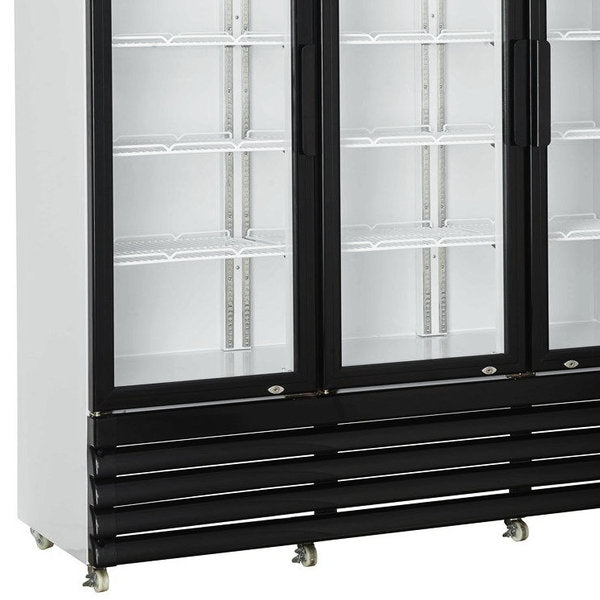 Combisteel Glasdeur Koelkast Zwart/Wit | 1065L | 3 Glasdeuren | +1°C/+10°C | Geforceerd | 1600x610x1973(h)mm | 7455.2110