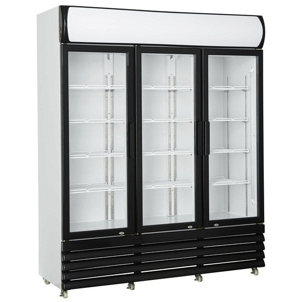 Combisteel Glasdeur Koelkast Zwart/Wit | 1065L | 3 Glasdeuren | +1°C/+10°C | Geforceerd | 1600x610x1973(h)mm | 7455.2110