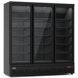 Combisteel Glasdeur Vrieskast Zwart | 1450L | 3 Deuren | -18°C/-22°C | Geforceerd | 1880x710x1997(h)mm | 7455.2250