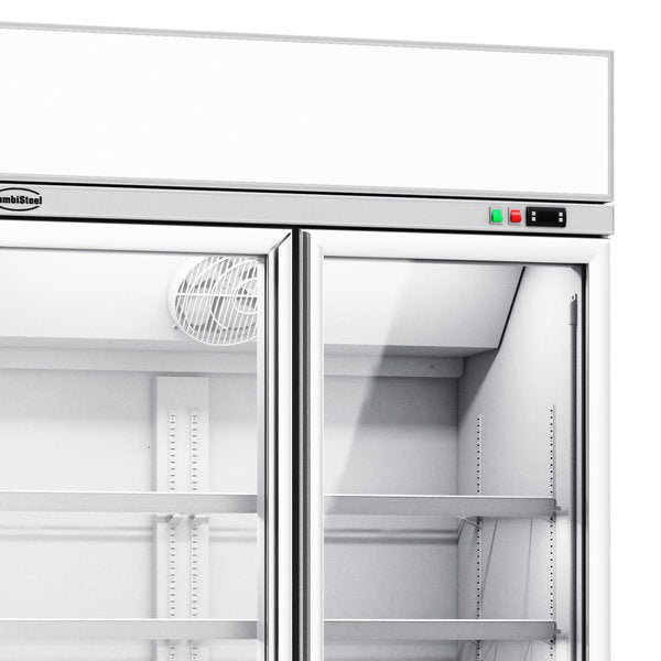 Combisteel Glasdeur Koelkast Wit | 1000L | 2 Glasdeuren | 0°C/+10°C | Geforceerd | 1253x710x2092(h)mm | 7455.2400