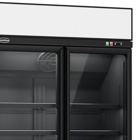 Combisteel Glasdeur Koelkast Zwart | 1000L | 2 Glasdeuren | 0°C/+10°C | Geforceerd | 1253x710x2092(h)mm | 7455.2405