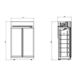 Combisteel Glasdeur Koelkast Zwart | 1000L | 2 Glasdeuren | 0°C/+10°C | Geforceerd | 1253x710x2092(h)mm | 7455.2405