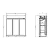 Combisteel Glasdeur Koelkast Zwart | 1530L | 3 Glasdeuren | 0°C/+10°C | Geforceerd | 1880x710x2092(h)mm | 7455.2415