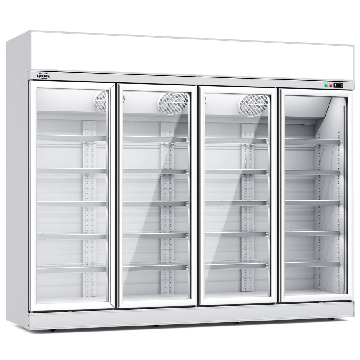 Combisteel Glasdeur Koelkast | 2060L | Wit | 4 Glasdeuren | 0°C/+10°C | Geforceerd | 2508x710x2092(h)mm | 7455.2416