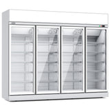 Combisteel Glasdeur Koelkast | 2060L | Wit | 4 Glasdeuren | 0°C/+10°C | Geforceerd | 2508x710x2092(h)mm | 7455.2416