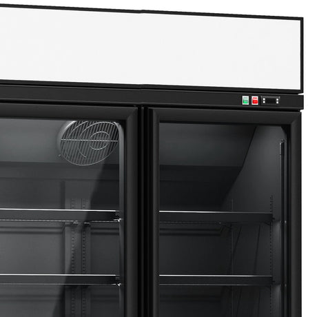 Combisteel Glasdeur Koelkast | 2060L | Zwart | 4 Glasdeuren | 0°C/+10°C | Geforceerd | 2508x710x2092(h)mm | 7455.2417