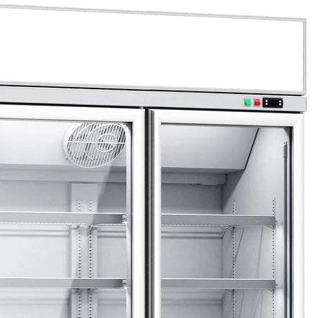 Combisteel Glasdeur Vrieskast | Wit | 2060L | 4 deuren | -18°C/-22°C | Geforceerd | 2508x710x2092(h)mm | 7455.2440