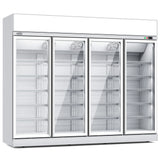 Combisteel Glasdeur Vrieskast | Wit | 2060L | 4 deuren | -18°C/-22°C | Geforceerd | 2508x710x2092(h)mm | 7455.2440