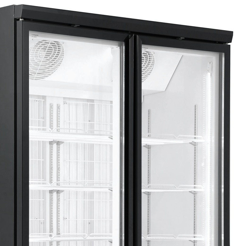 Combisteel Glasdeur Koelkast Zwart | 1000L | 2 Deuren | +0°C/+10°C | Geforceerd | 1253x710x1997(h)mm | 7455.2900