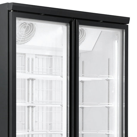 Combisteel Glasdeur Koelkast Zwart | 1000L | 2 Deuren | +0°C/+10°C | Geforceerd | 1253x710x1997(h)mm | 7455.2900