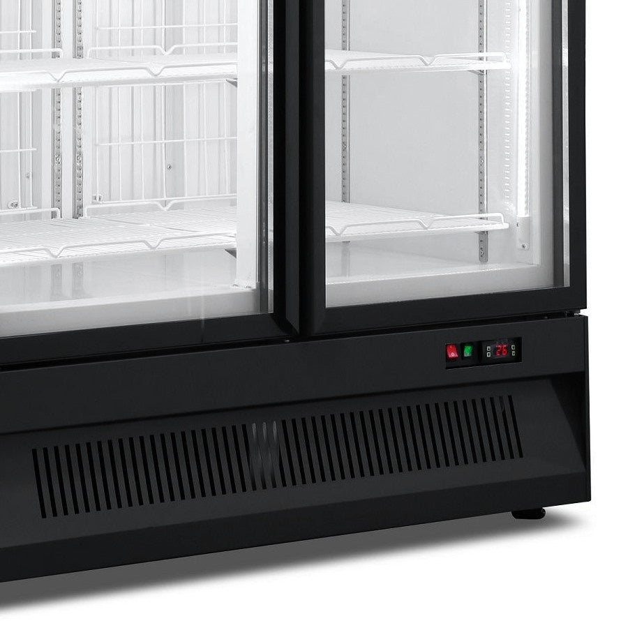 Combisteel Glasdeur Vrieskast Zwart | 1000L | 2 Deuren | -18°C/-22°C | Geforceerd | 1253x710x1997(h)mm | 7455.2915