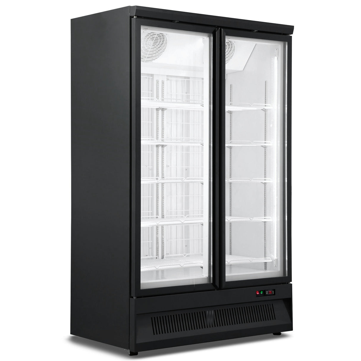 Combisteel Glasdeur Vrieskast Zwart | 1000L | 2 Deuren | -18°C/-22°C | Geforceerd | 1253x710x1997(h)mm | 7455.2915