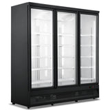 Combisteel Glasdeur Vrieskast Zwart | 1530L | 3 Deuren | -18°C/-22°C | Geforceerd | 1880x710x1997(h)mm | 7455.2920