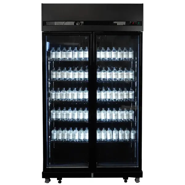 Combisteel Glasdeur Koelkast Zwart | 770L | 2 Glasdeuren | 0°C/+10°C | Geforceerd | 1100x525x1911(h)mm | 7455.3150