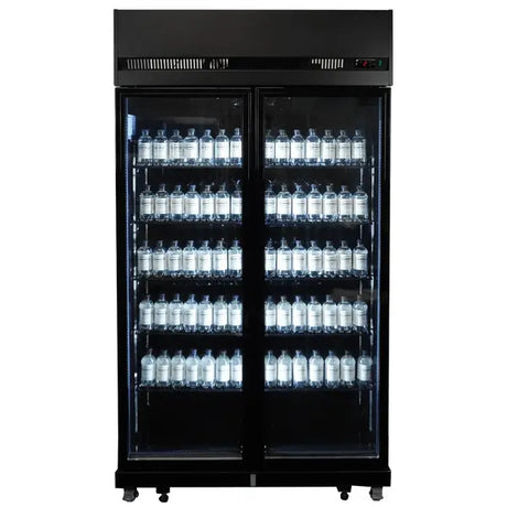 Combisteel Glasdeur Koelkast Zwart | 770L | 2 Glasdeuren | 0°C/+10°C | Geforceerd | 1100x525x1911(h)mm | 7455.3150