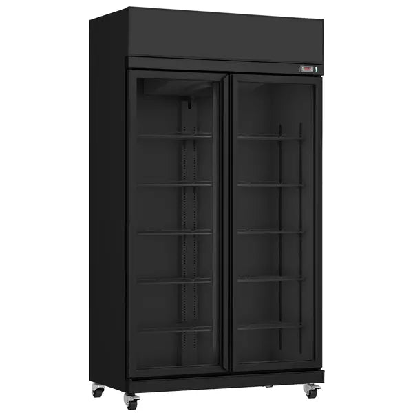 Combisteel Glasdeur Koelkast Zwart | 770L | 2 Glasdeuren | 0°C/+10°C | Geforceerd | 1100x525x1911(h)mm | 7455.3150