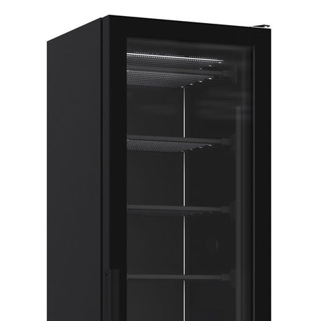 Combisteel Glasdeur Vrieskast | Energiezuinig | Smal Model | Zwart | 221L | -18°C/-24°C | Statisch | 494x521x1915(h)mm | 7464.0052