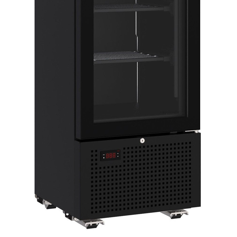 Combisteel Glasdeur Vrieskast | Energiezuinig | Smal Model | Zwart | 221L | -18°C/-24°C | Statisch | 494x521x1915(h)mm | 7464.0052