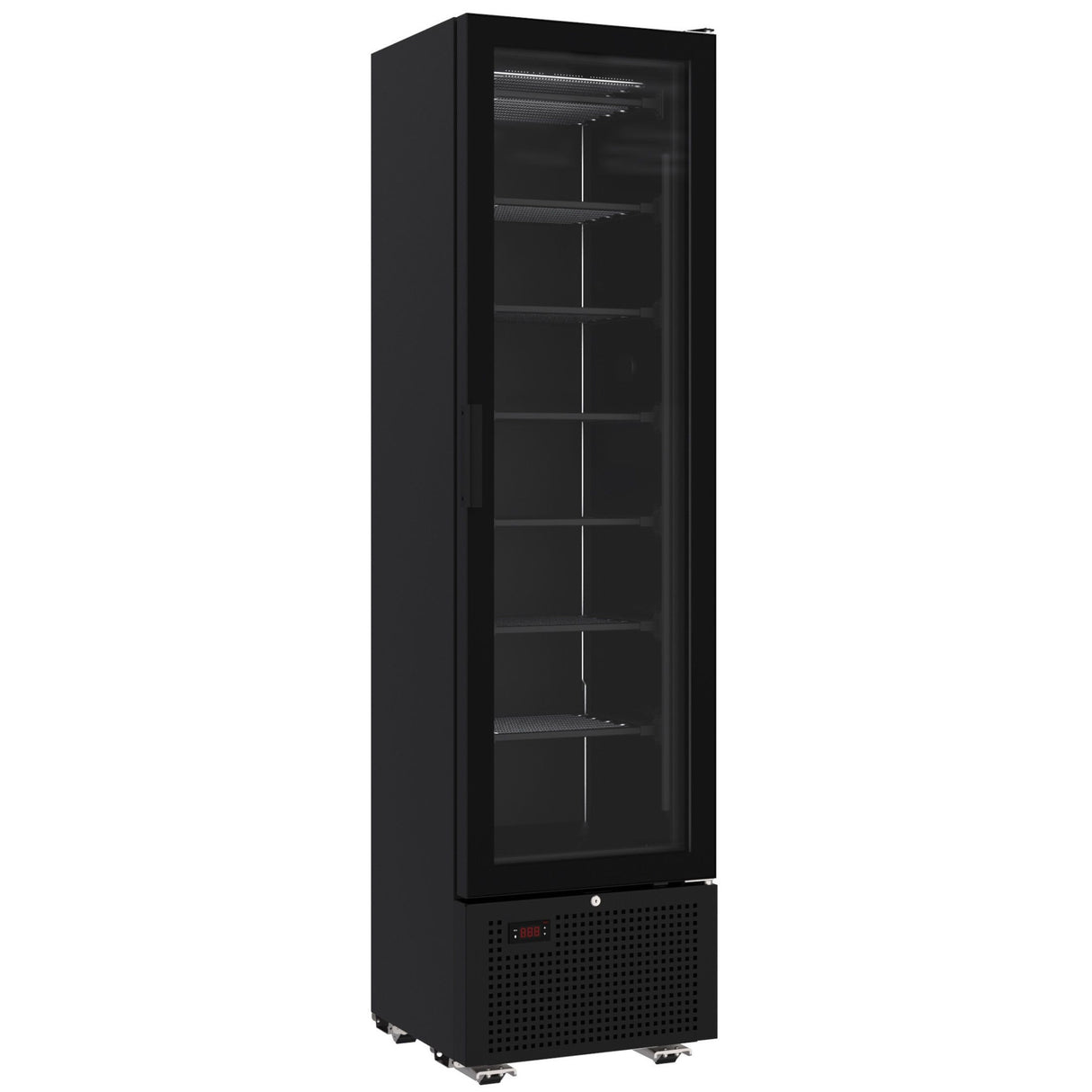 Combisteel Glasdeur Vrieskast | Energiezuinig | Smal Model | Zwart | 221L | -18°C/-24°C | Statisch | 494x521x1915(h)mm | 7464.0052