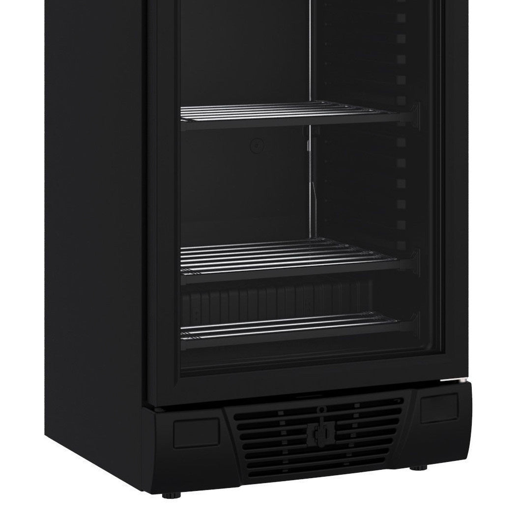 Combisteel Glasdeur Vrieskast | Zwart | 382L | 1 Deur | -18°C/-24°C | Statisch | 640x670x1875(h)mm | 7464.0064