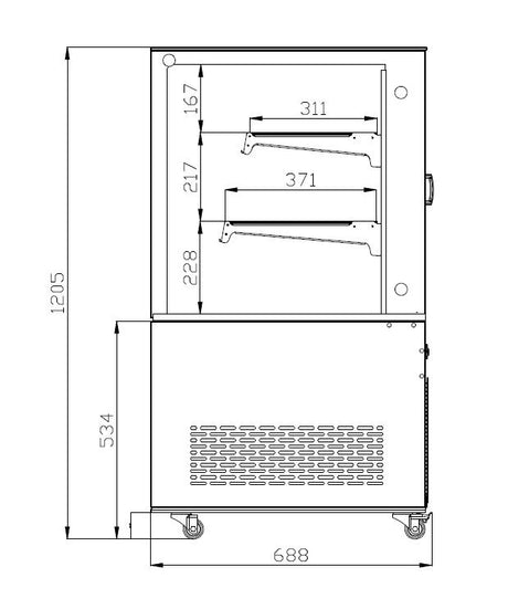 Combisteel Koelvitrine | 270L | Zwart/RVS | +2°C/+8°C | 3 Schappen | 915x675x1210(h)mm | 7487.0015