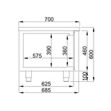 Combisteel Koelwerkbank | Laag Model | 180L | 2 Deuren | -2°C/+8°C | Geforceerd | 1200x700x600(h)mm | 7489.5075
