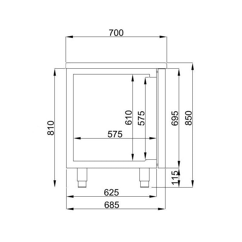 Combisteel Koelwerkbank | Energiezuinig | 474L | 3 Deuren | -2°C/+8°C | Geforceerd | 1785x700x850(h)mm | 7489.5105