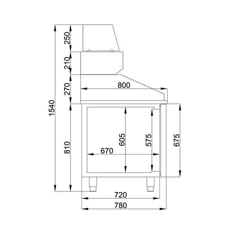 Combisteel Pizza Koelwerkbank | 615L | 2 deuren met 5 laden | -2°C/+8°C | Geforceerd | 2100x800x1080(h)mm | 7489.5235