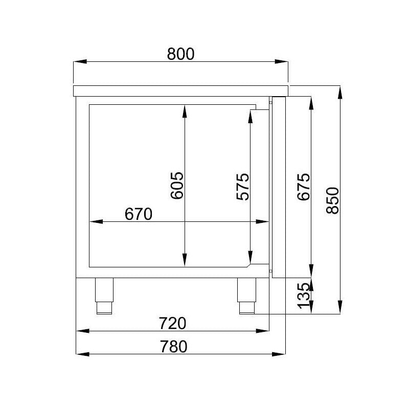 Combisteel Bakkers-koelwerkbank | 380L | 2 Deuren | -2°C/+8°C | Geforceerd | 1550x800x850(h)mm | 7489.5250