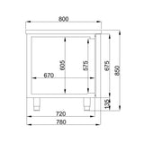 Combisteel Bakkers-koelwerkbank | 380L | 2 Deuren | -2°C/+8°C | Geforceerd | 1550x800x850(h)mm | 7489.5250