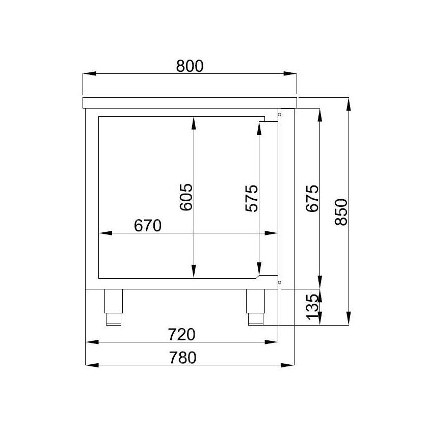 Combisteel Bakkers-koelwerkbank | 615L | 3 Deuren | -2°C/+8°C | Geforceerd | 2100x800x850(h)mm | 7489.5255