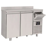 Combisteel Koelwerkbank Hoog Model | Opstaande Rand | 550L | 2 Deuren + Afkloplade | -2°C/+8°C | Geforceerd | 1580x600x1050(h)mm | 7489.5260