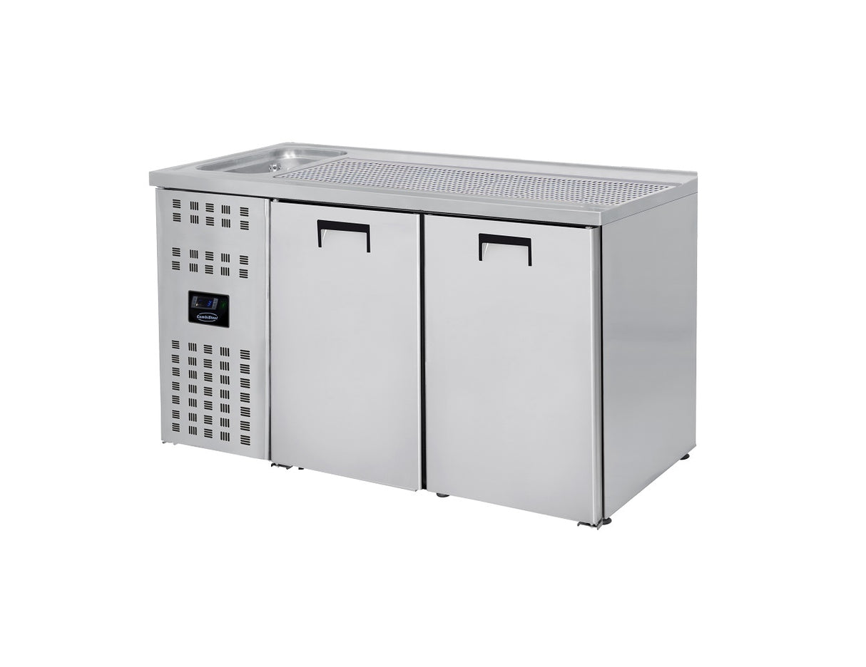 Combisteel Rvs Bierkoeler | 2 deuren rechts met spoelbak links | -2°C/+8°C | Geforceerd | 1550x700x1050(h)mm | 7489.5315