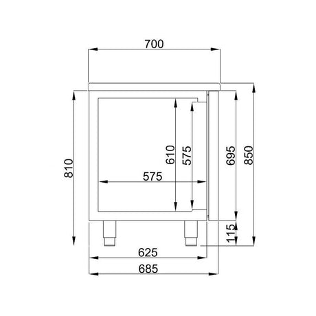 Combisteel Koelwerkbank | ENERGY LINE | 632L | 3 Deuren + 2 Laden (1/1 GN) | -2°C/+8°C | Geforceerd | 2270x700x850(h)mm | 7489.5360