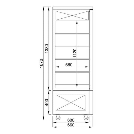 Combisteel Gebaks-chocoladevitrine | 400L | Zwart | +14°C/+16°C | Geforceerd | 6 Schappen | 800x660x1870(h)mm | 7489.5395