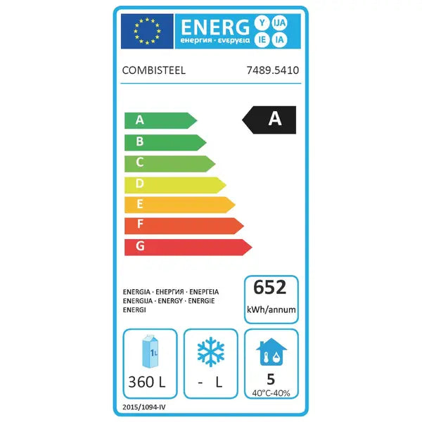 Combisteel Koelwerkbank | ENERGY LINE | 632L | 4 Deuren (1/1 GN) | -2°C/+8°C | Geforceerd | Achteropstand | 2270x700x860(h)mm | 7489.5410