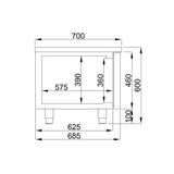 Combisteel Koelwerkbank | Laag Model | 360L | 4 Laden | -2°C/+8°C | Geforceerd | 2130x700x600(h)mm | 7489.5482