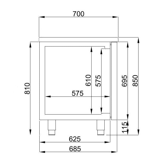 Combisteel Koelwerkbank | ENERGY LINE | 623L | 4 Deuren | -2°C/+8°C | Geforceerd | 2330x700x850(h)mm | 7489.5510