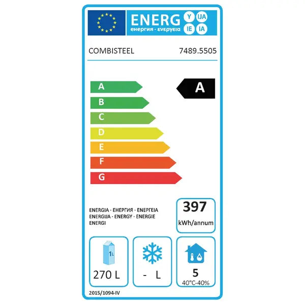 Combisteel Koelwerkbank | ENERGY LINE | 474L | 3 Deuren | -2°C/+8°C | Geforceerd | 1865x700x850(h)mm | 7489.5505