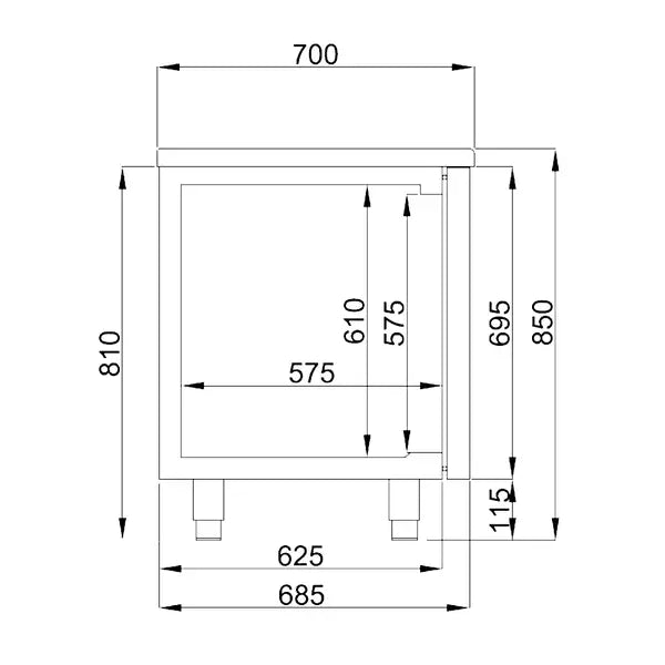 Combisteel Koelwerkbank | Energy Line  | 474L | 2 deuren 3 laden | -2°C/+8°C | Geforceerd | 1865x700x850(h)mm | 7489.5555