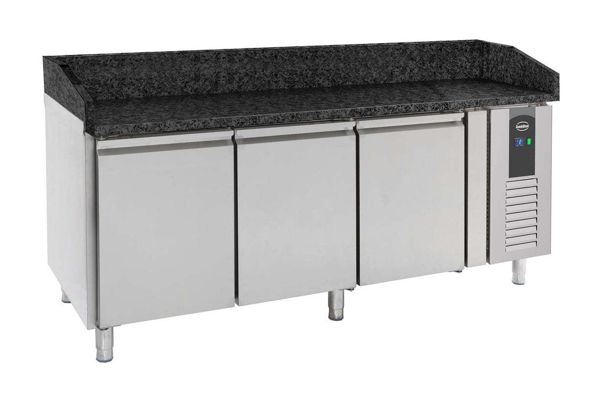 Pizzawerkbank | 580L | 3 Deuren | +2°C/+8°C | Geforceerd | 2025x800x850/1000(h)mm