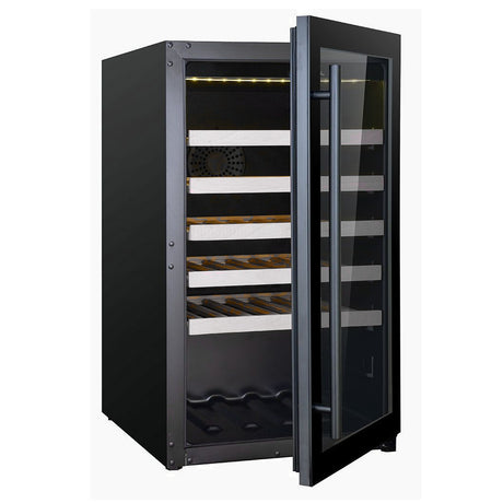 Combisteel wijnkoelkast 118L Glasdeur | 49 flessen | Zwart | +5°C/+20°C | Geforceerd | 485x600x820(h)mm | 7525.0025