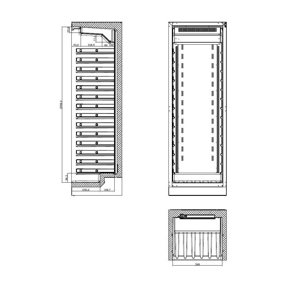 Combisteel wijnkoelkast dual zone 330L Glasdeur | 111 flessen | Zwart | +4°C/+20°C | Statisch met ventilator | 595x735x1411(h)mm | 7455.1910